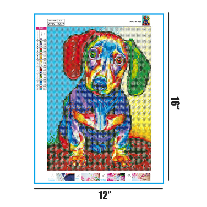 Colorful Dog  | Full Round Diamond Painting Kits