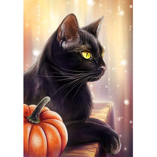 Pumpkin Cat  | Full Round Diamond Painting Kits