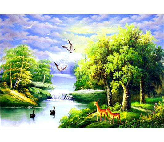 Beau paysage | Kits complets de peinture au diamant rond 