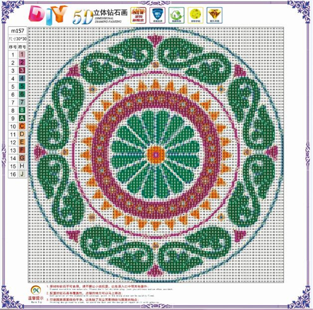 Fleur Mandala | Kit de peinture diamant cercle complet