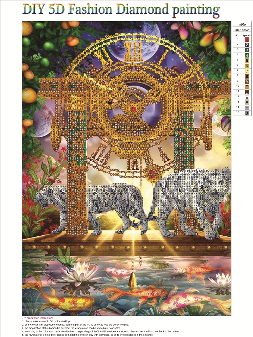 Two lions under the clock | full circle diamond painting kit