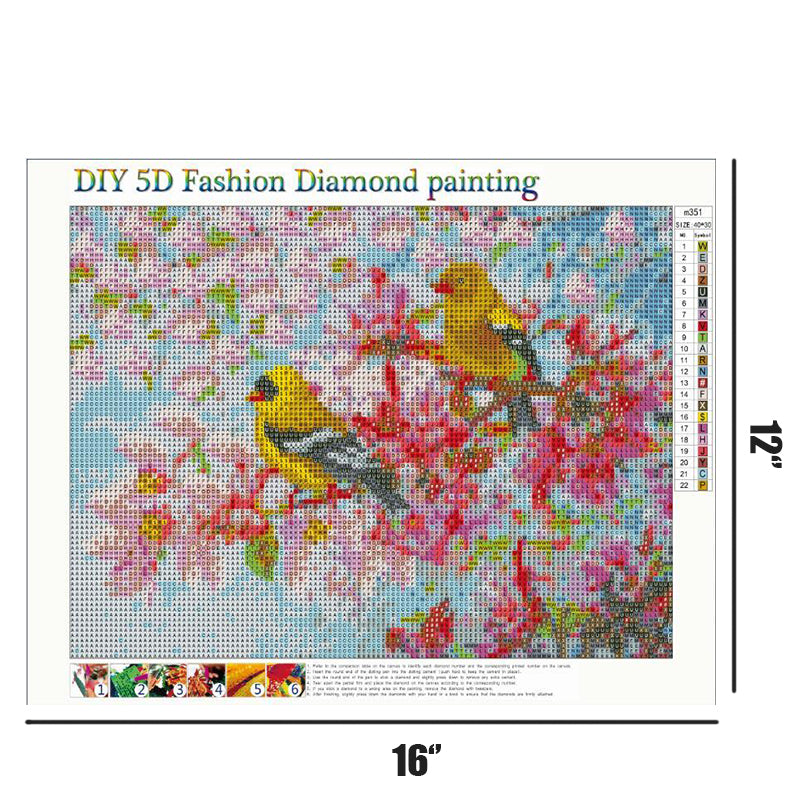 Bird Flower | Full Round Diamond Painting Kits
