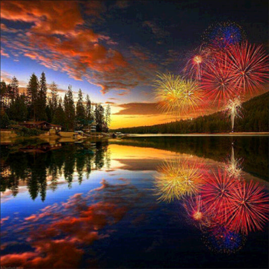 Riverside Fireworks  | Full Round Diamond Painting Kits