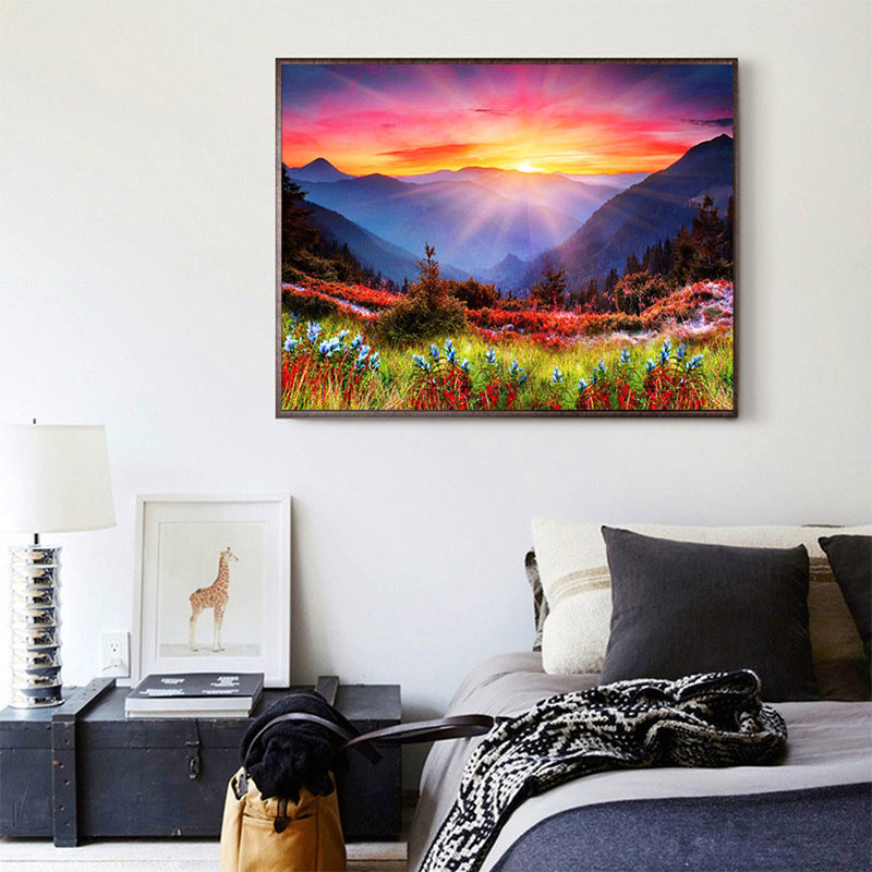 Sunrise In The Mountains  | Full Round Diamond Painting Kits
