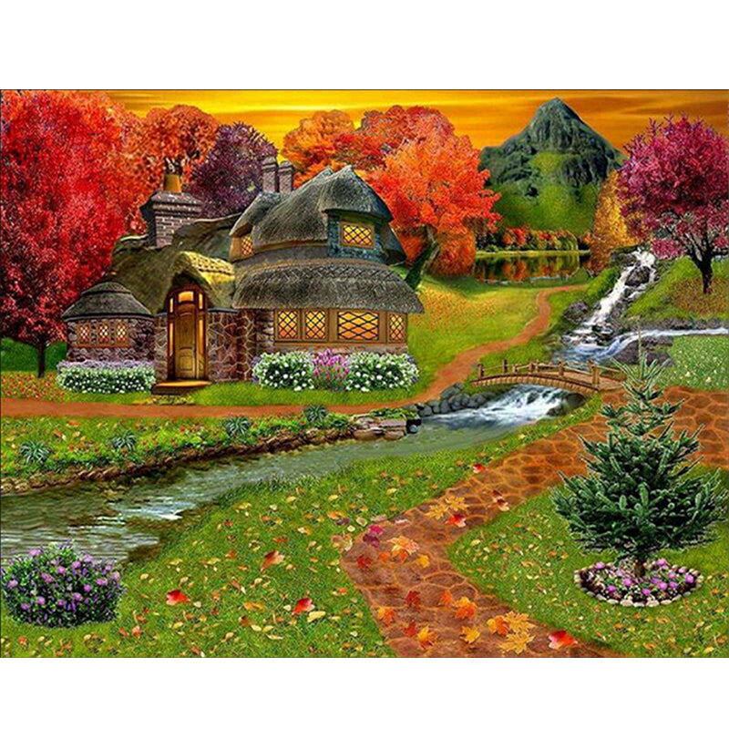 Small Bridge With Flowing Water  | Full Round Diamond Painting Kits