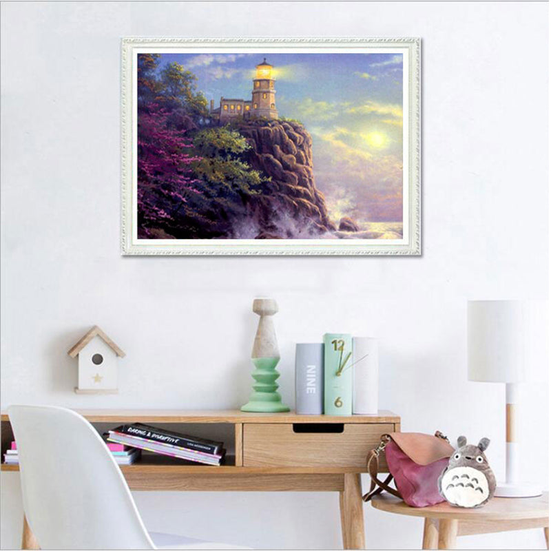 Lighthouse By The Sea  | Full Round Diamond Painting Kits