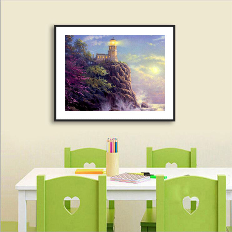 Lighthouse By The Sea  | Full Round Diamond Painting Kits