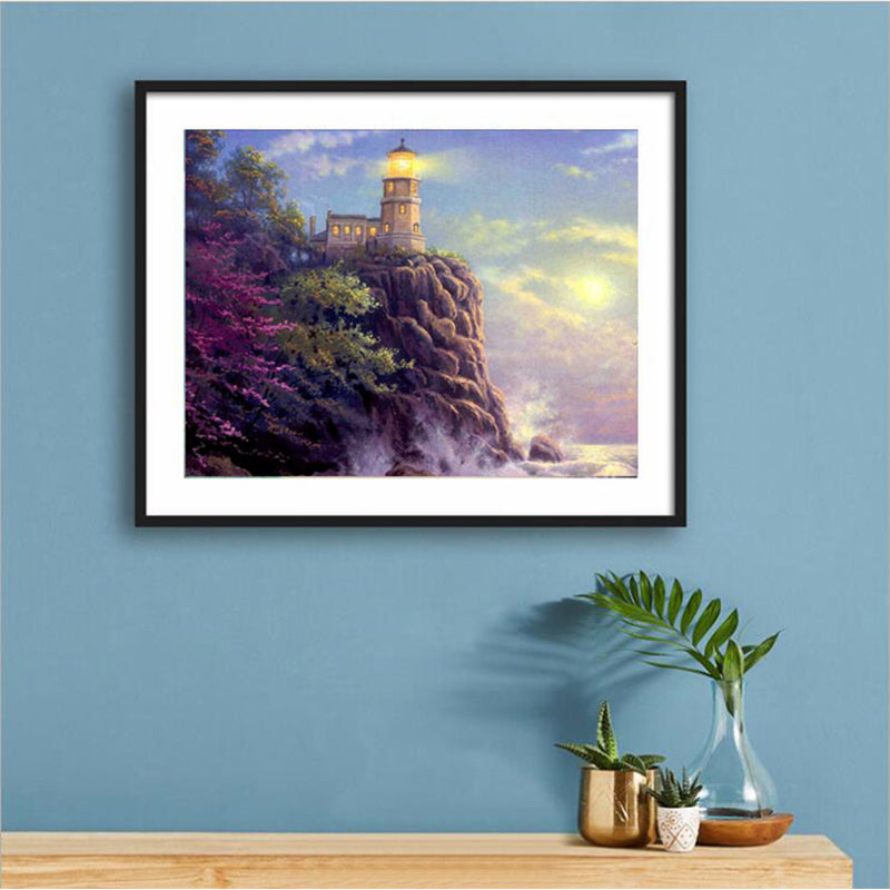 Lighthouse By The Sea  | Full Round Diamond Painting Kits