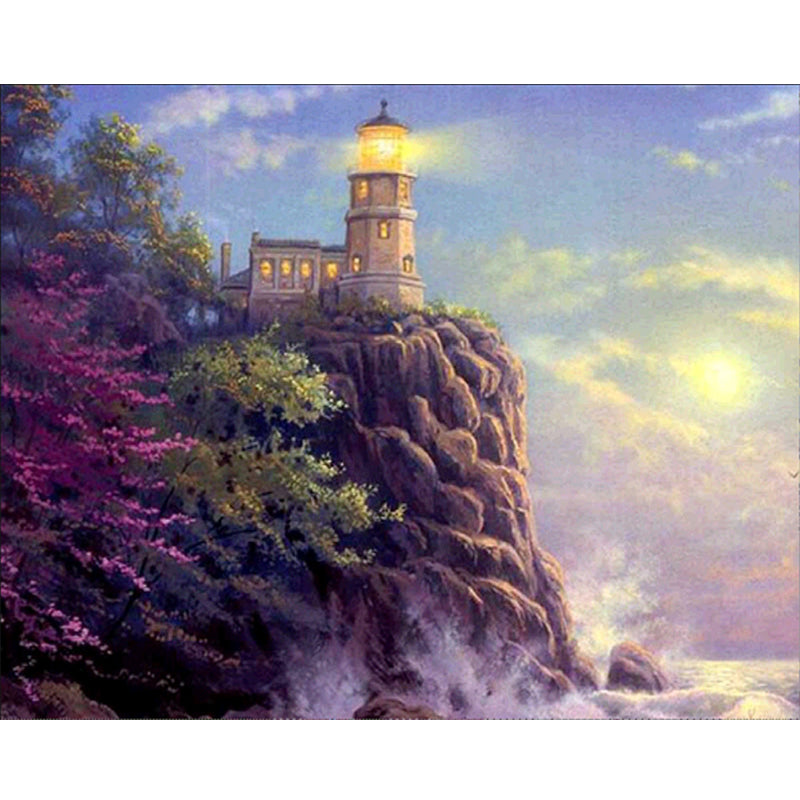 Lighthouse By The Sea  | Full Round Diamond Painting Kits