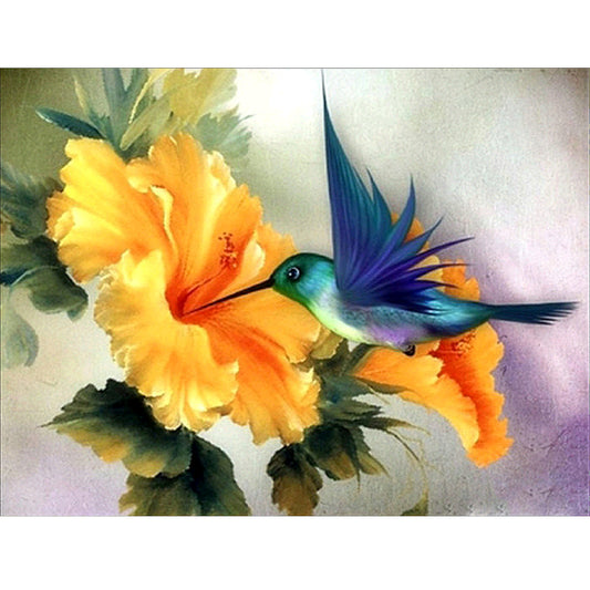 Fleurs Et Oiseaux | Kits complets de peinture au diamant rond