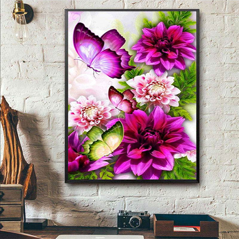 Flower Butterfly   | Full Round Diamond Painting Kits