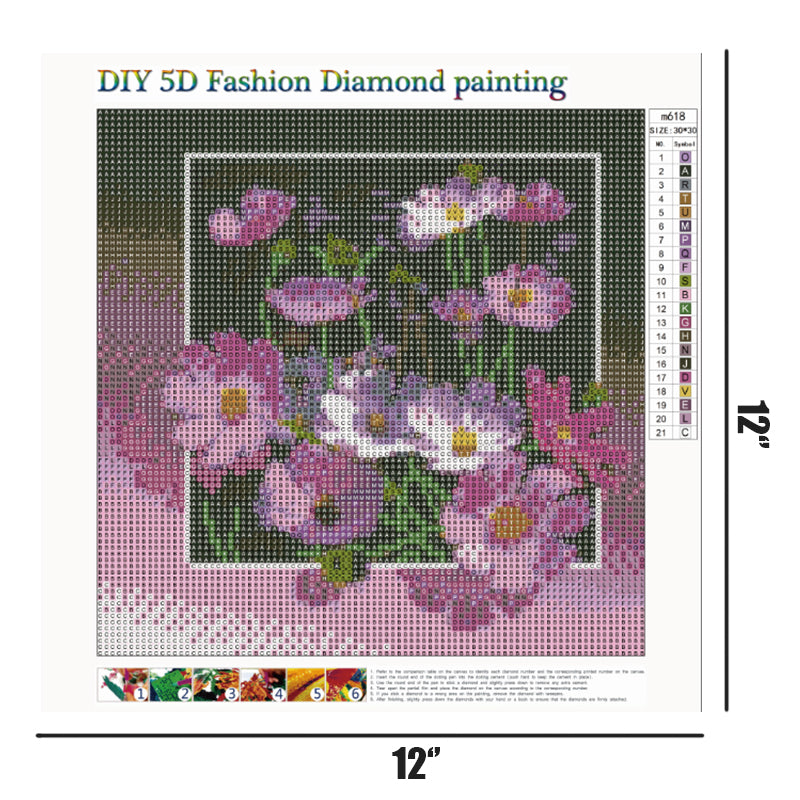 Fleur | Kits complets de peinture au diamant rond 