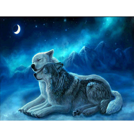 Romantischer Wolf | Vollständige runde Diamant-Malkits