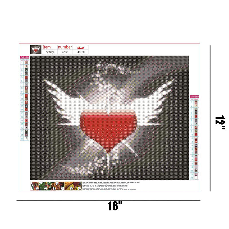 Red Heart With Wings  | Full Round Diamond Painting Kits