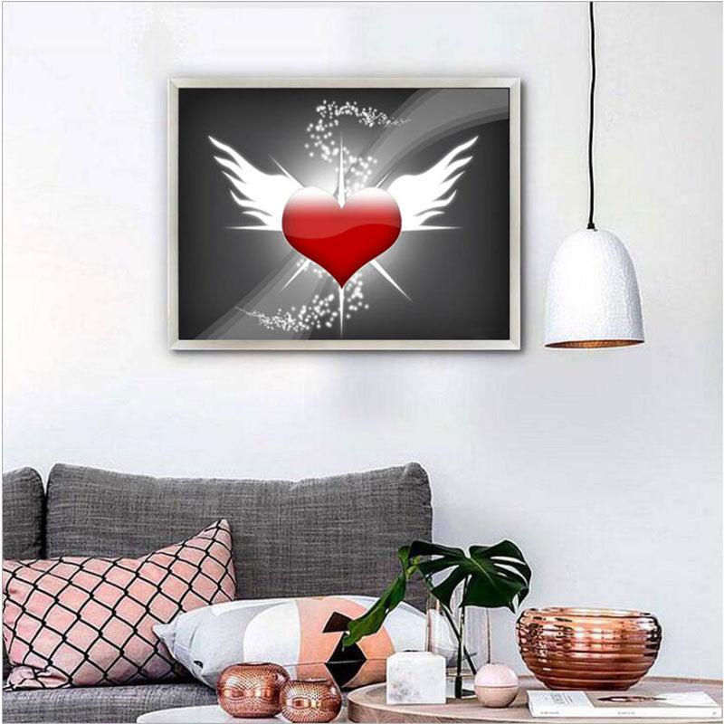 Red Heart With Wings  | Full Round Diamond Painting Kits
