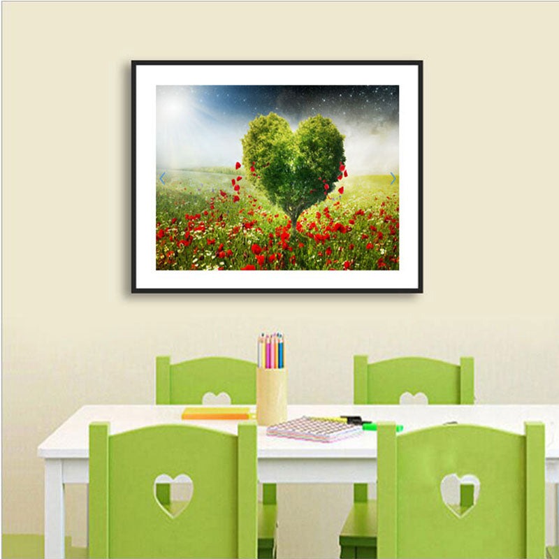 Green Heart Shaped Tree  | Full Round Diamond Painting Kits