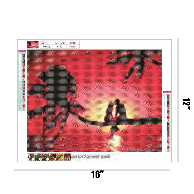 Lovers In The Sunset  | Full Round Diamond Painting Kits