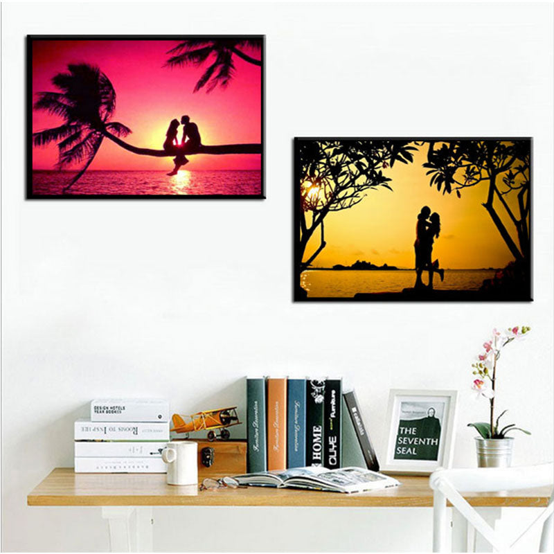 Lovers In The Sunset  | Full Round Diamond Painting Kits