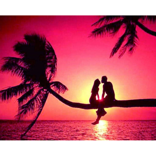 Lovers In The Sunset  | Full Round Diamond Painting Kits