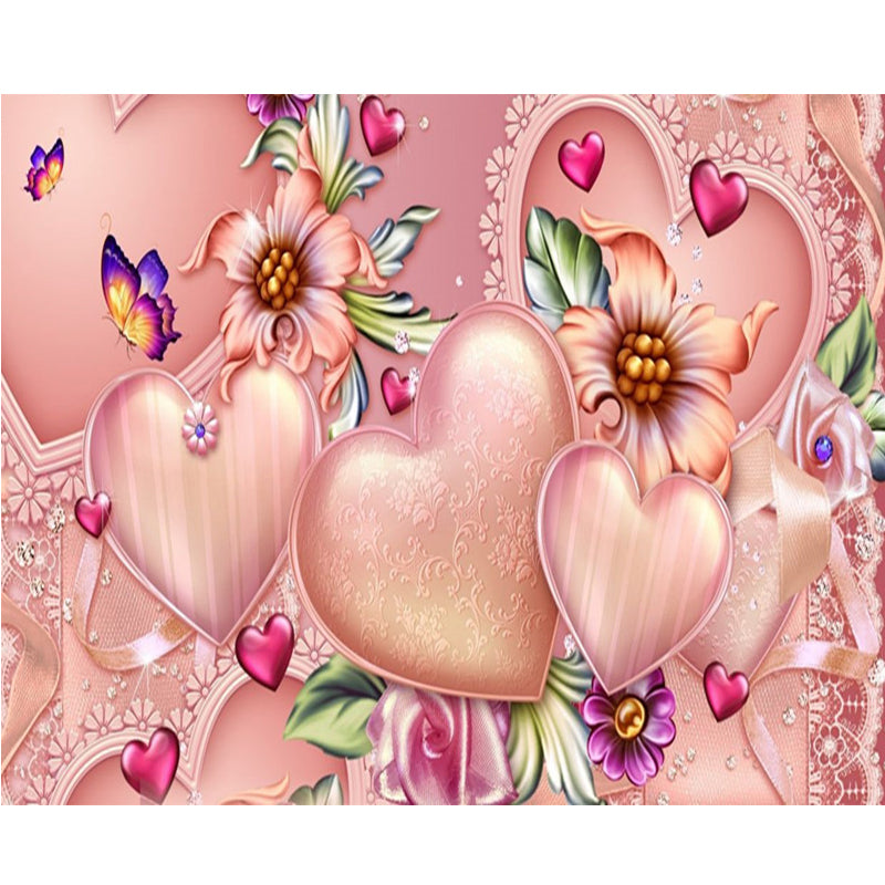 Pink Love  | Full Round Diamond Painting Kits