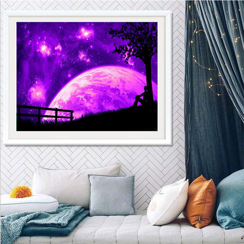 Purple Moon  | Full Round Diamond Painting Kits