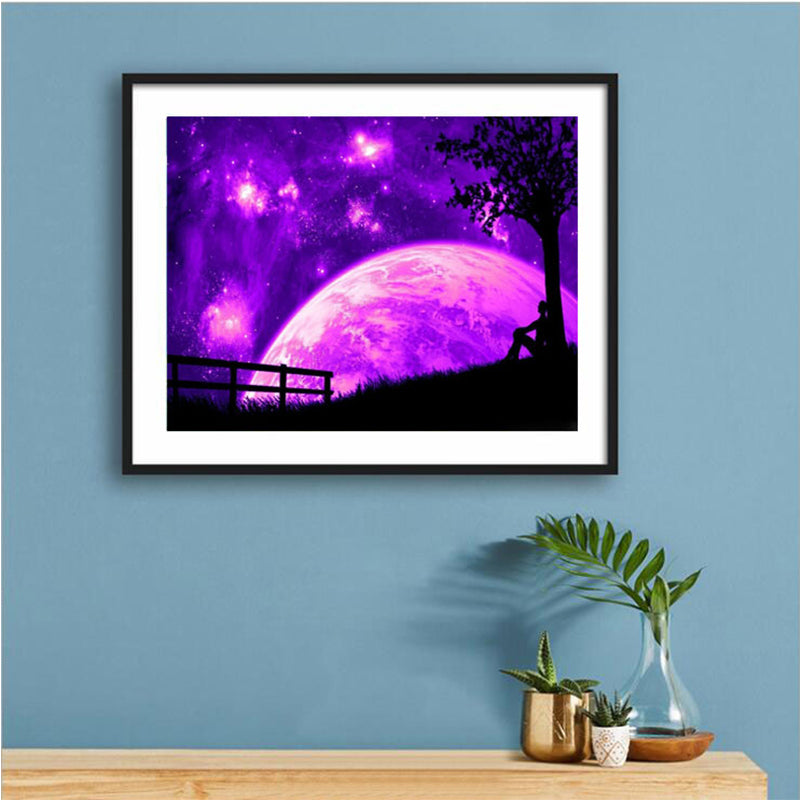 Purple Moon  | Full Round Diamond Painting Kits