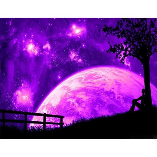 Purple Moon  | Full Round Diamond Painting Kits