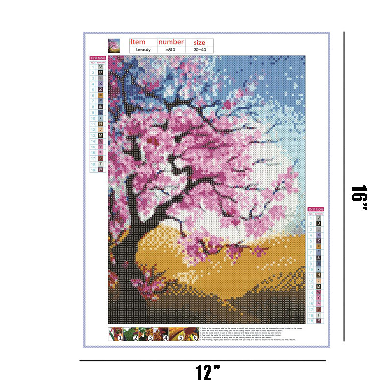 Pink Flowers Tree  | Full Round Diamond Painting Kits