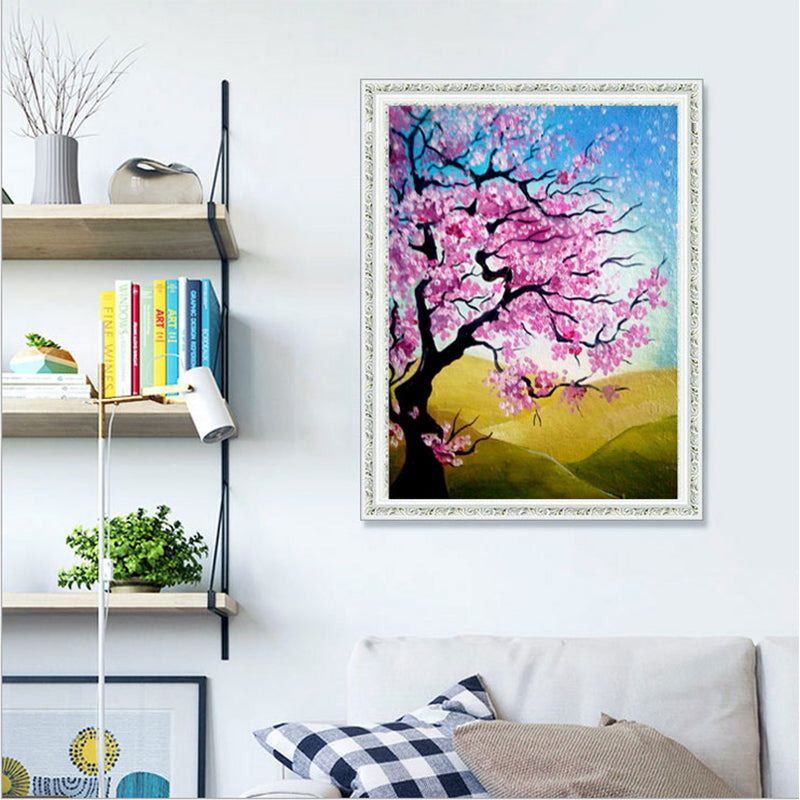 Pink Flowers Tree  | Full Round Diamond Painting Kits