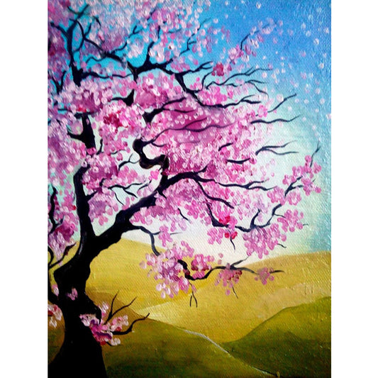 Pink Flowers Tree  | Full Round Diamond Painting Kits