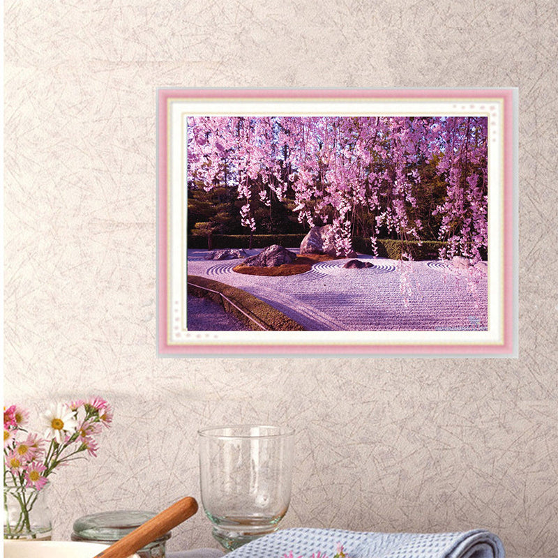 Beautiful Scene In Pink | Full Round Diamond Painting Kits