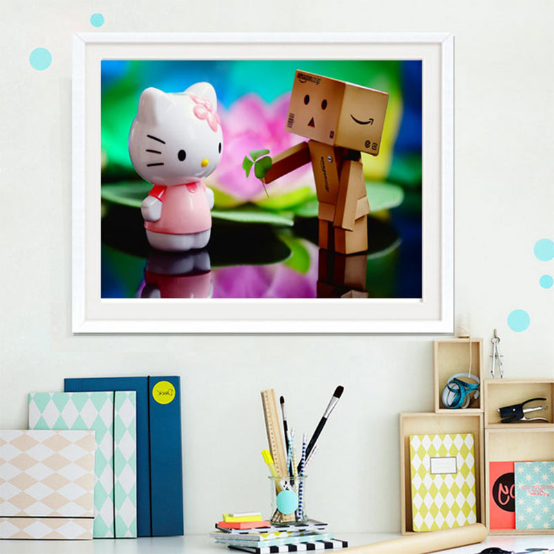 Hello Kitty and Robot  | Full Round Diamond Painting Kits