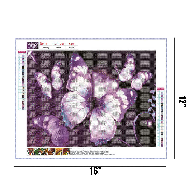 Purple Butterfly  | Full Round Diamond Painting Kits