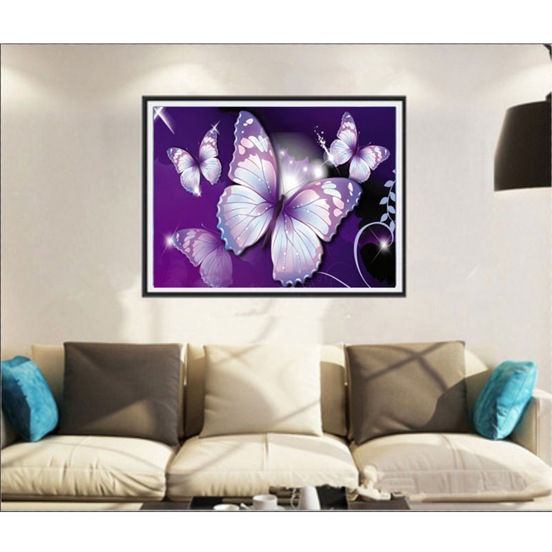 Purple Butterfly  | Full Round Diamond Painting Kits