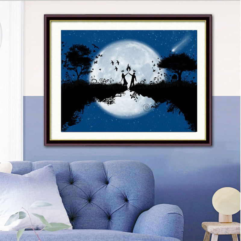 Romantic Lover Under The Moon  | Full Round Diamond Painting Kits