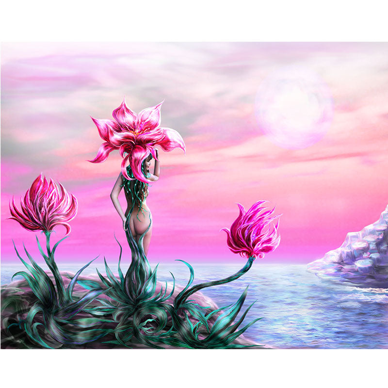 Beauty On Dreamy Flower | Full Round Diamond Painting Kits