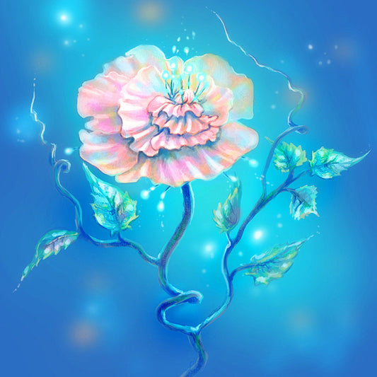 Fleur fantaisie rose | Kits complets de peinture au diamant rond 
