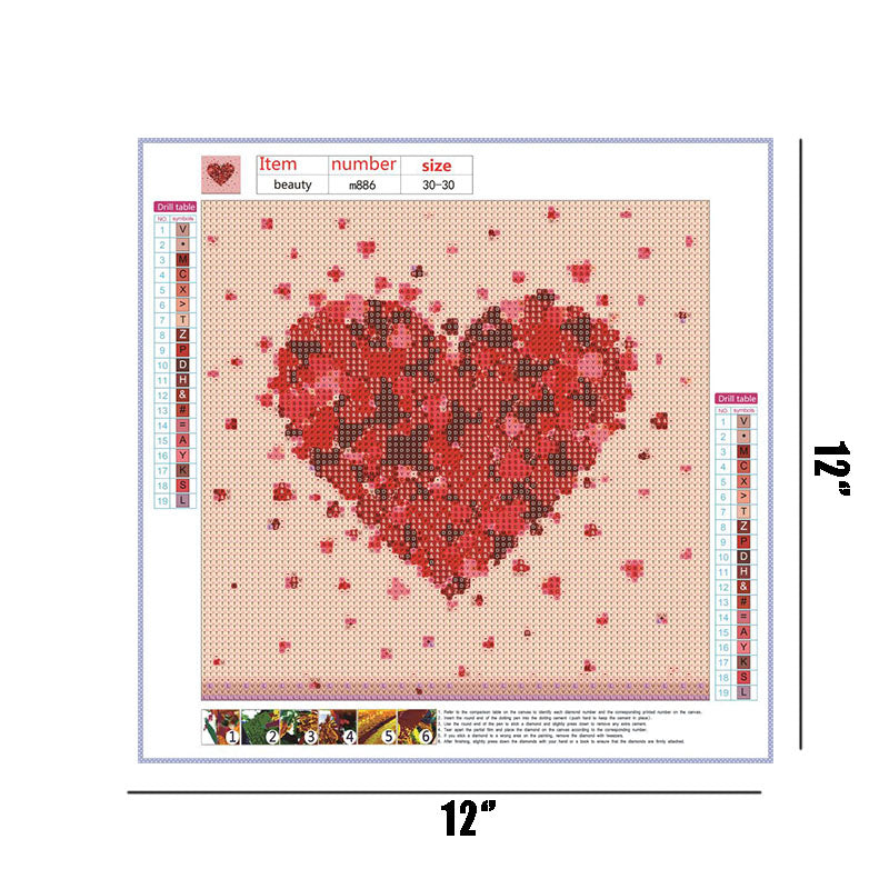 Red Heart  | Full Round Diamond Painting Kits