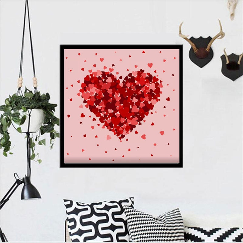 Coeur rouge | Kits complets de peinture au diamant rond