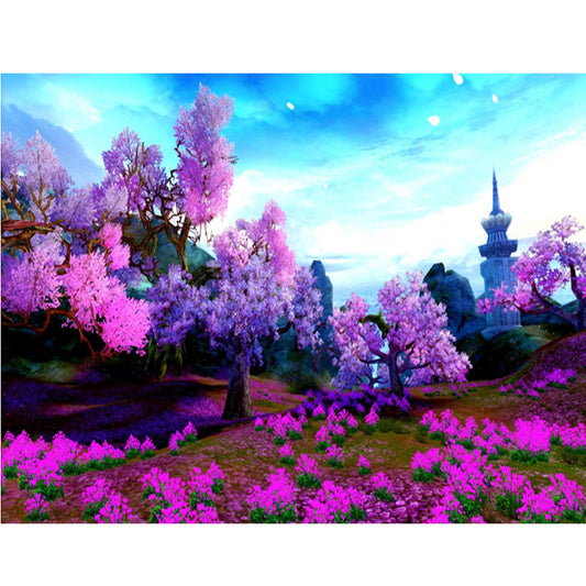 Purple Charming Scenery   | Full Round Diamond Painting Kits