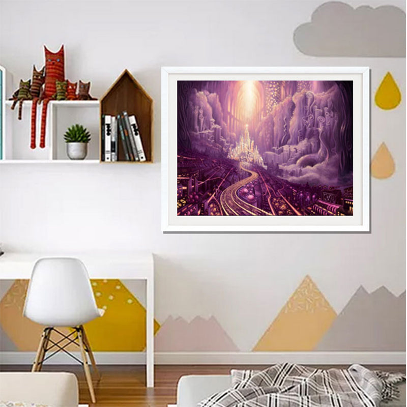 Purple Fantasy Castle   | Full Round Diamond Painting Kits