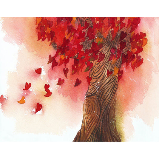 Arbre d'amour rouge | Kits complets de peinture au diamant rond 