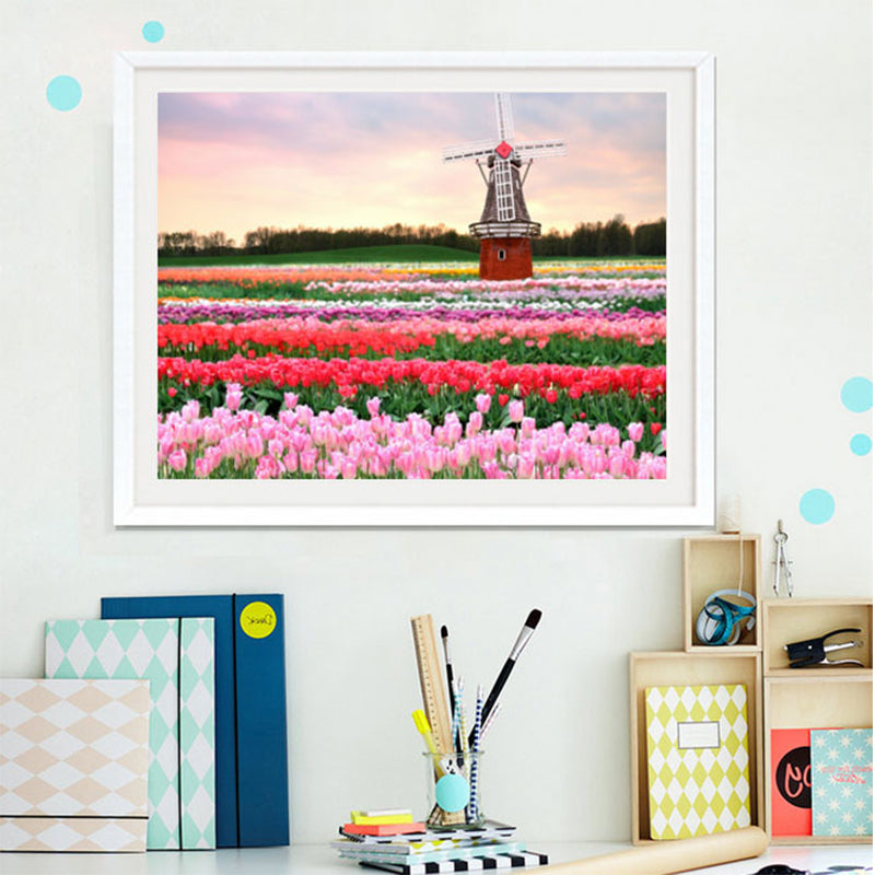 Windmill Flowers   | Full Round Diamond Painting Kits