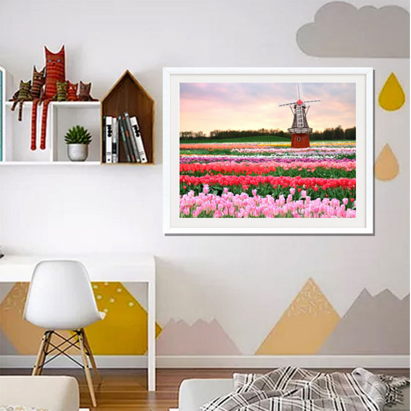 Windmill Flowers   | Full Round Diamond Painting Kits