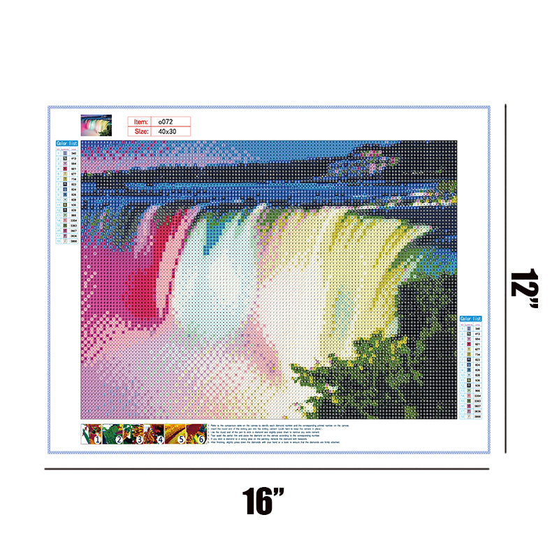 Colorful Rainbow Waterfall   | Full Round Diamond Painting Kits