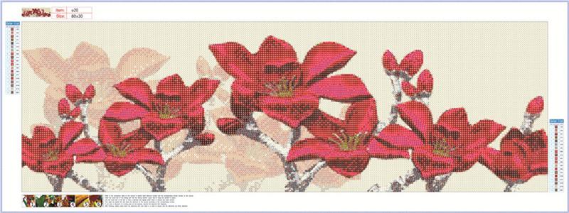 Red magnolia flower | Full Round Diamond Painting Kits