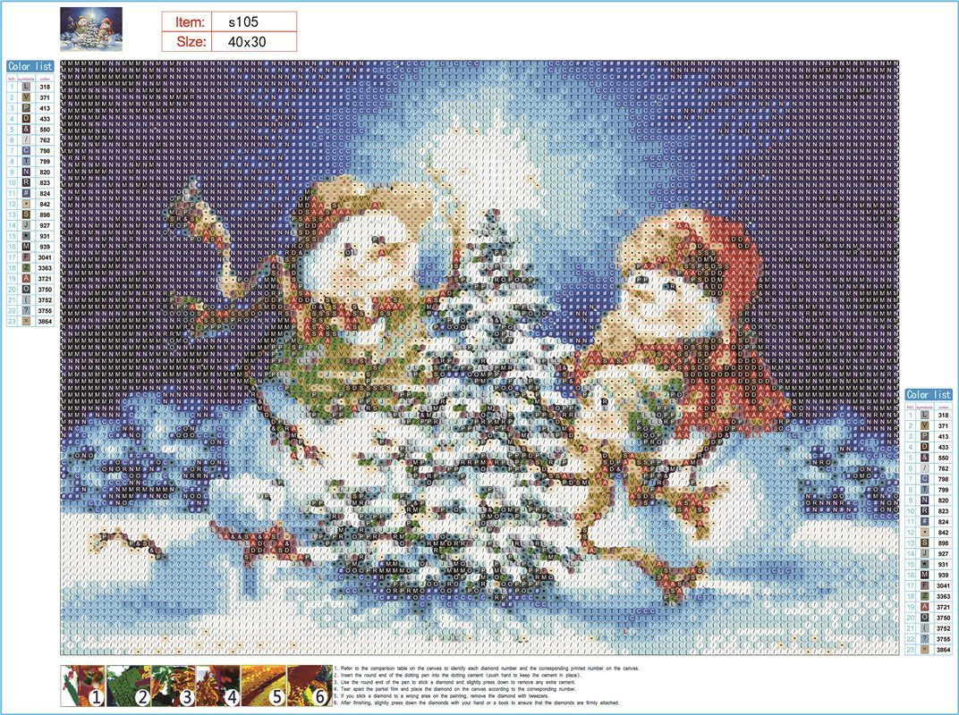 Bonhomme de neige de Noël | Kits complets de peinture au diamant rond