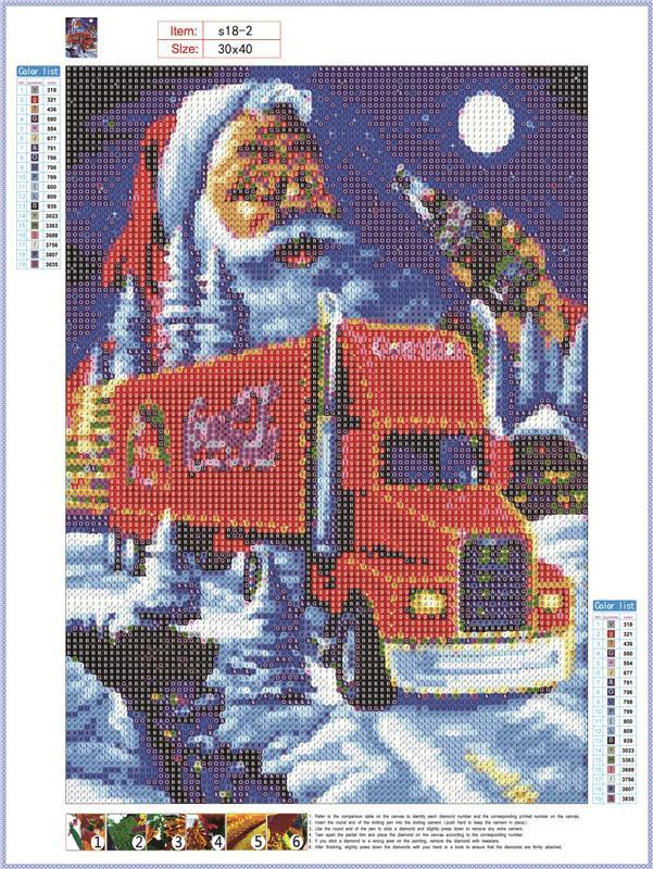 Camion de Noël | Kits complets de peinture au diamant rond 