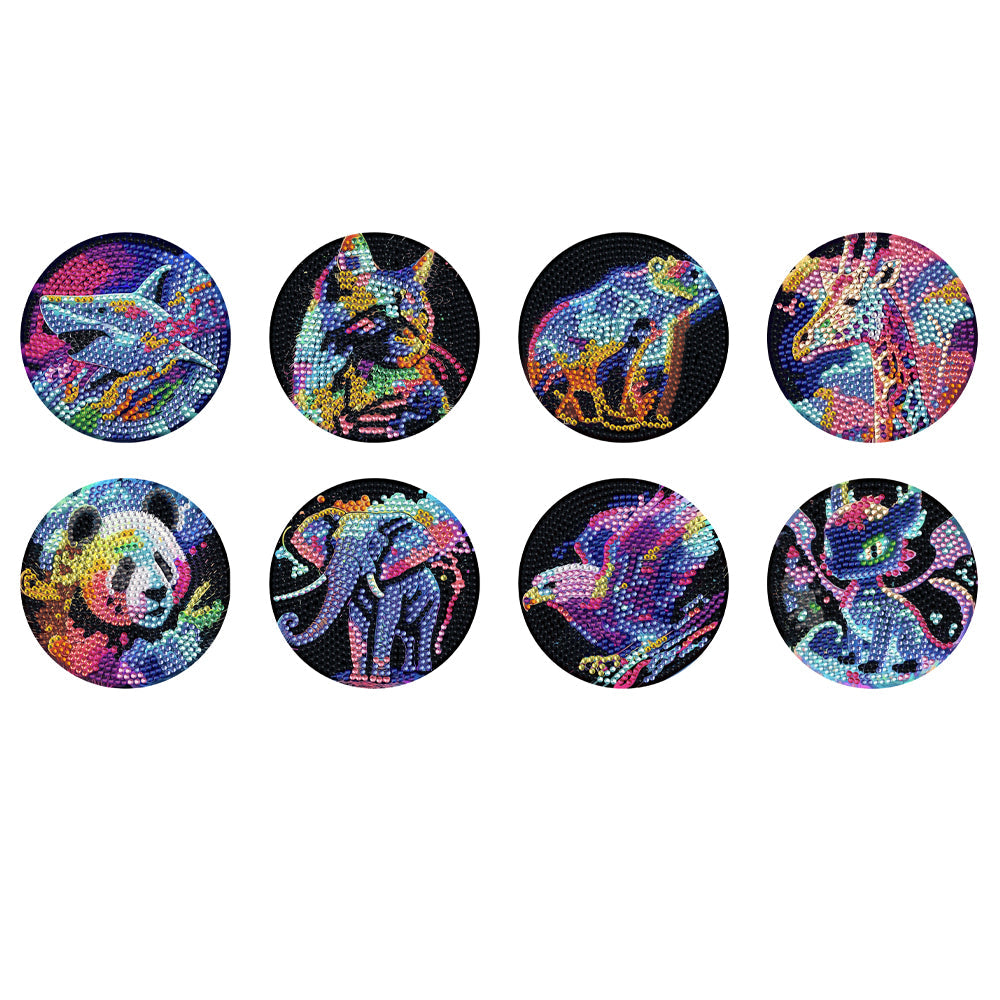 8 pcs set DIY Special Shaped Diamond Painting Coaster  | animal（no holder）