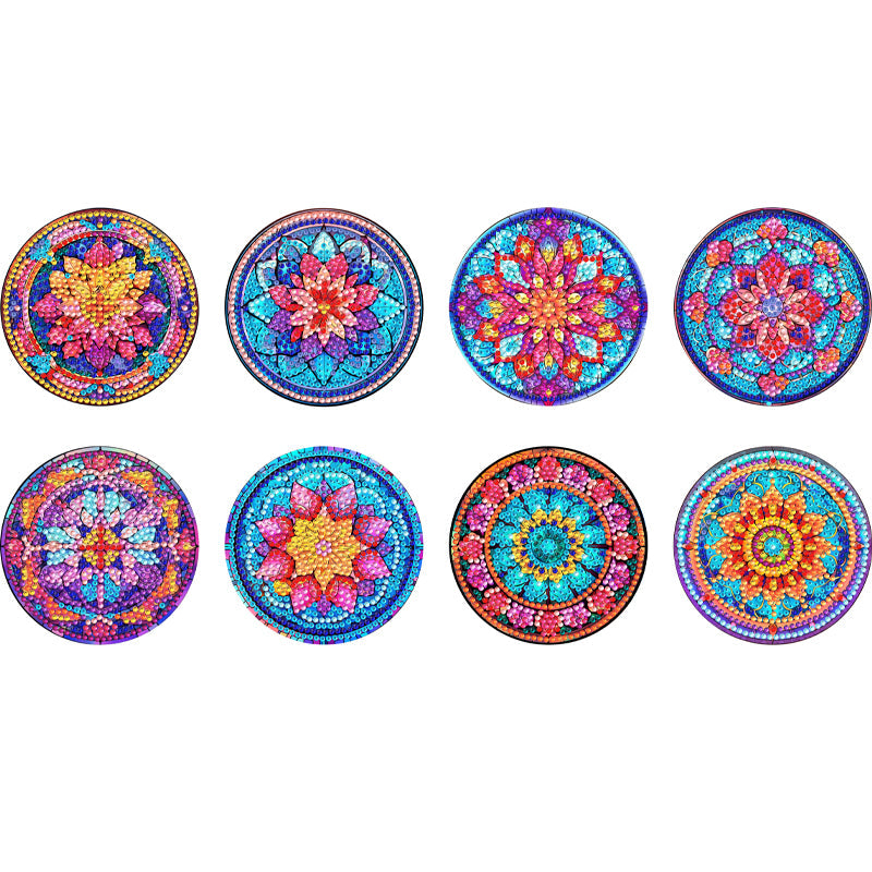 8 pcs set DIY Special Shaped Diamond Painting Coaster  | Mandala£¨no holder£©